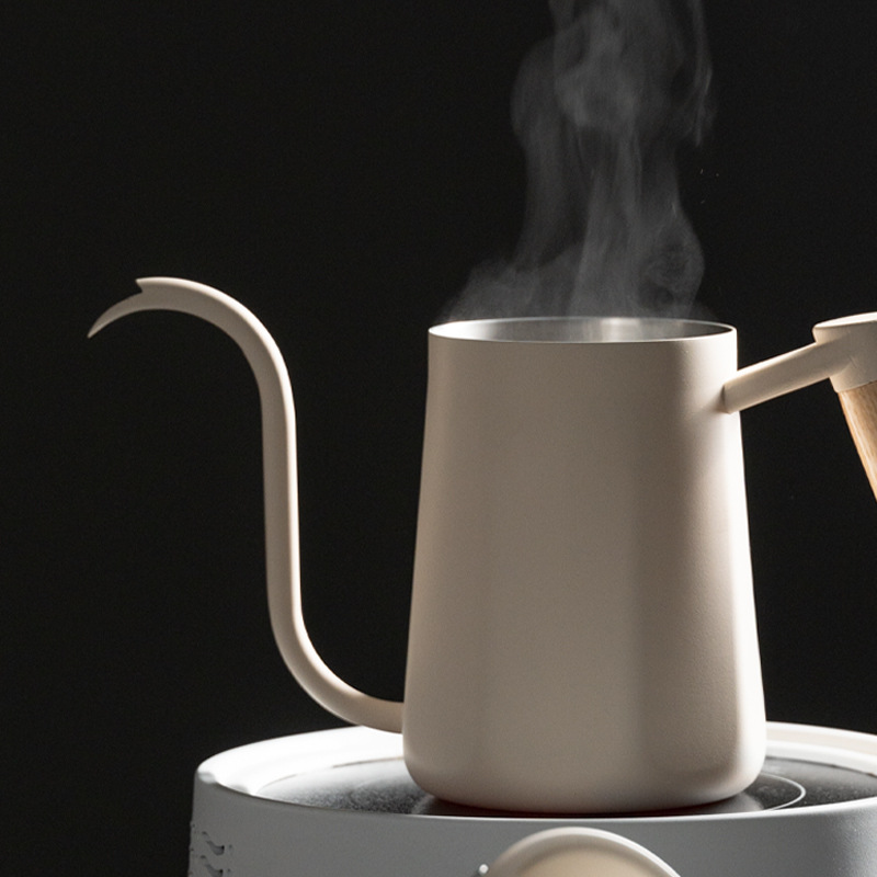 Free Shipping Hand Coffee Pot 304 Stainless Steel Long Mouth Fine Mouth Pot suit with Thermometer Anti-scalding Handle Hand Pot