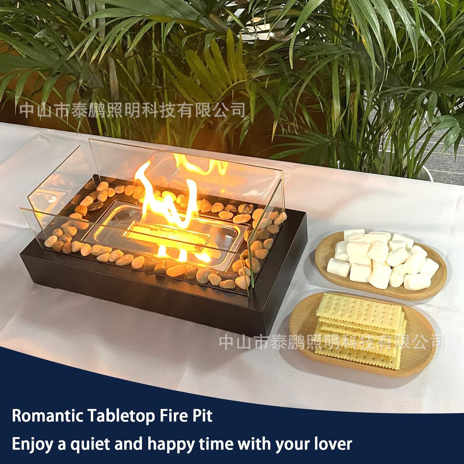 Cross-Border Rectangular Desktop Real Fire Alcohol Fireplace Lamp Ethanol Brazier Courtyard Portable Outdoor Alcohol Dispenser