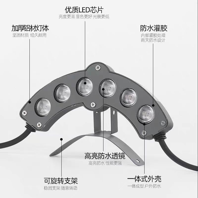 LED Corrugated Light Outdoor Waterproof Ancient Building Temple Pavilion Eaves Landscape Engineering Lighting Tile Spotlight