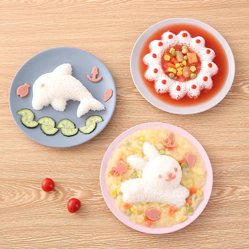 cartoon rice ball mold suit dolphin rabbit flower japanese cute children's bento mold diy sushi tools