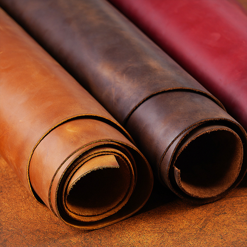 Cattle Crazy Horse Top Layer Cowhide Luggage Shoe Material Leather Leather Stationery Travel Bag Material Handmade Leather 2.0 Thick