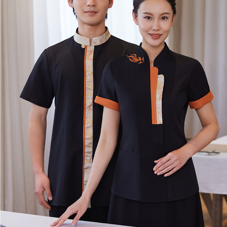 Customized Cleaning Aunt Short-Sleeved Cleaner Female Hotel Room Clothing Cleaning Uniform Short-Sleeved Property Housekeeping Work Clothes