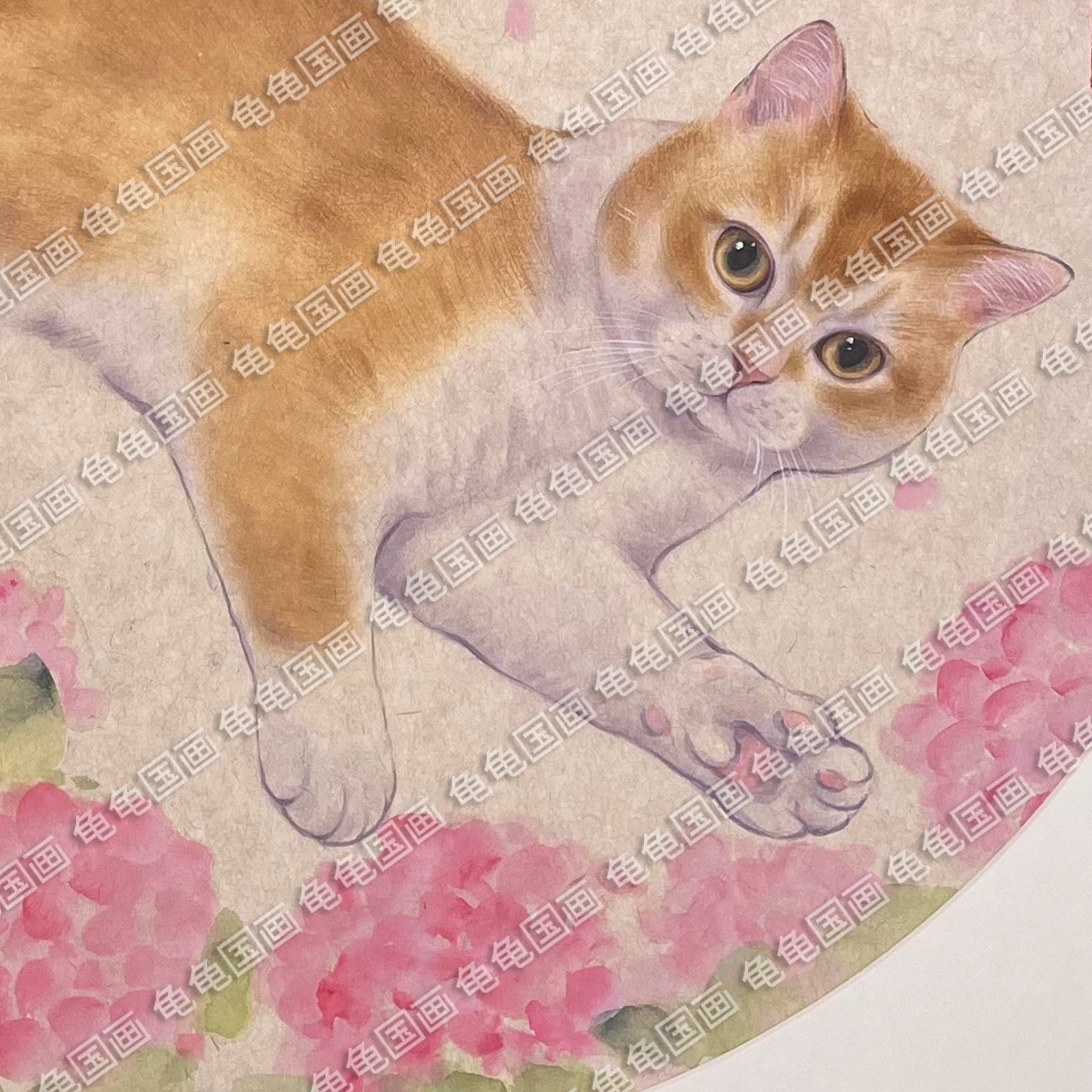 Cat Pure Hand-Painted Portrait Cat Portrait Painting Chinese Painting Watercolor Style Wall Painting Ink Hanging Mural