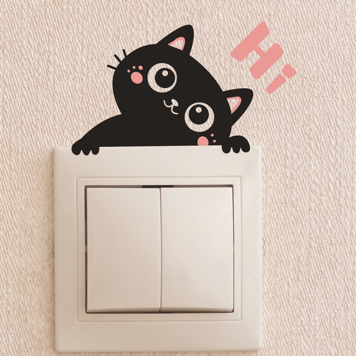 Cartoon switch stickers wall stickers bedroom living room decorative wall stickers self-adhesive cat waterproof self-adhesive wall stickers wholesale