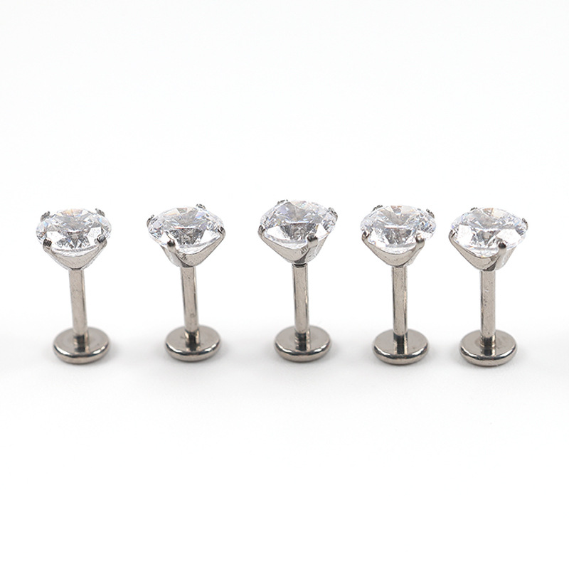 Cross-border European and American jewelry F136 titanium alloy four-claw screw head empty holder titanium alloy puncture jewelry claw holder accessories