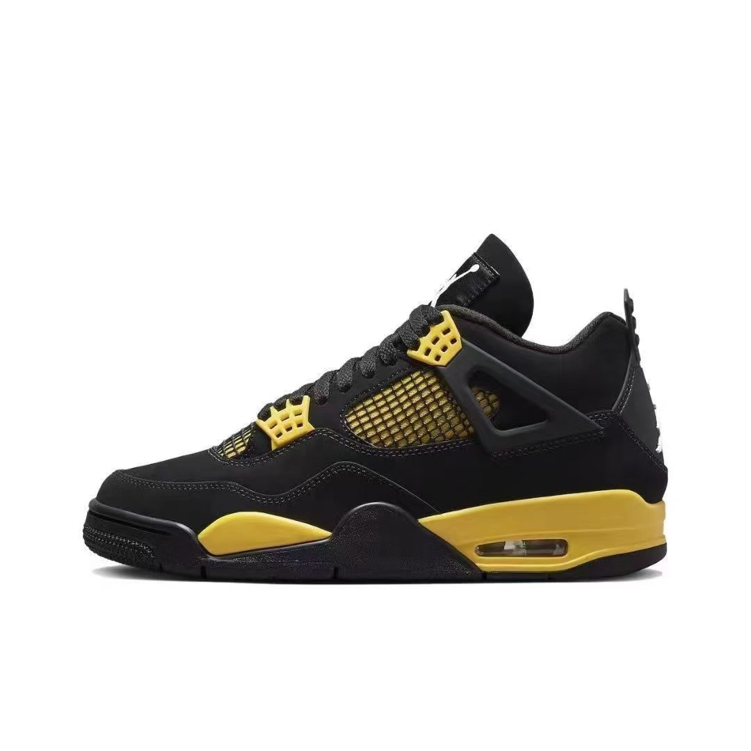 Putian Shoes Aj4 Electric Mother Cement Thunder Black Cat Unisex Wear-Resistant Versatile Student Basketball Casual Shoes