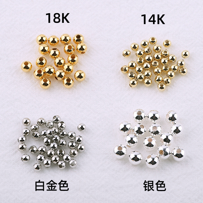 18K package gold color copper beads loose beads beer beads hollow beads large hole beads metal beads DIY copper beads bracelet material