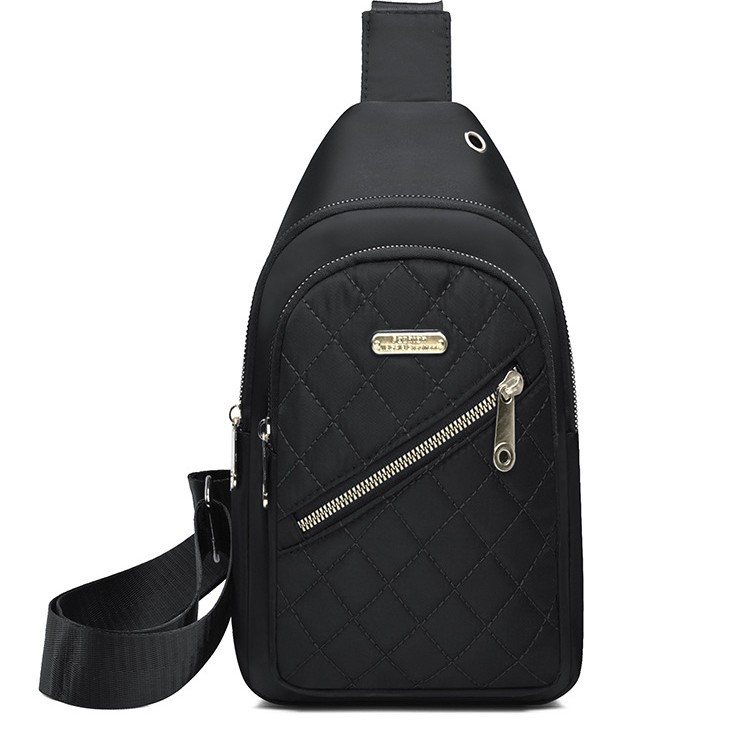 2024 New Women's Embroidered Nylon Chest Bag Fashionable All-match Embroidered Line Pair Crossbody Bag Simple Outdoor Travel Daily