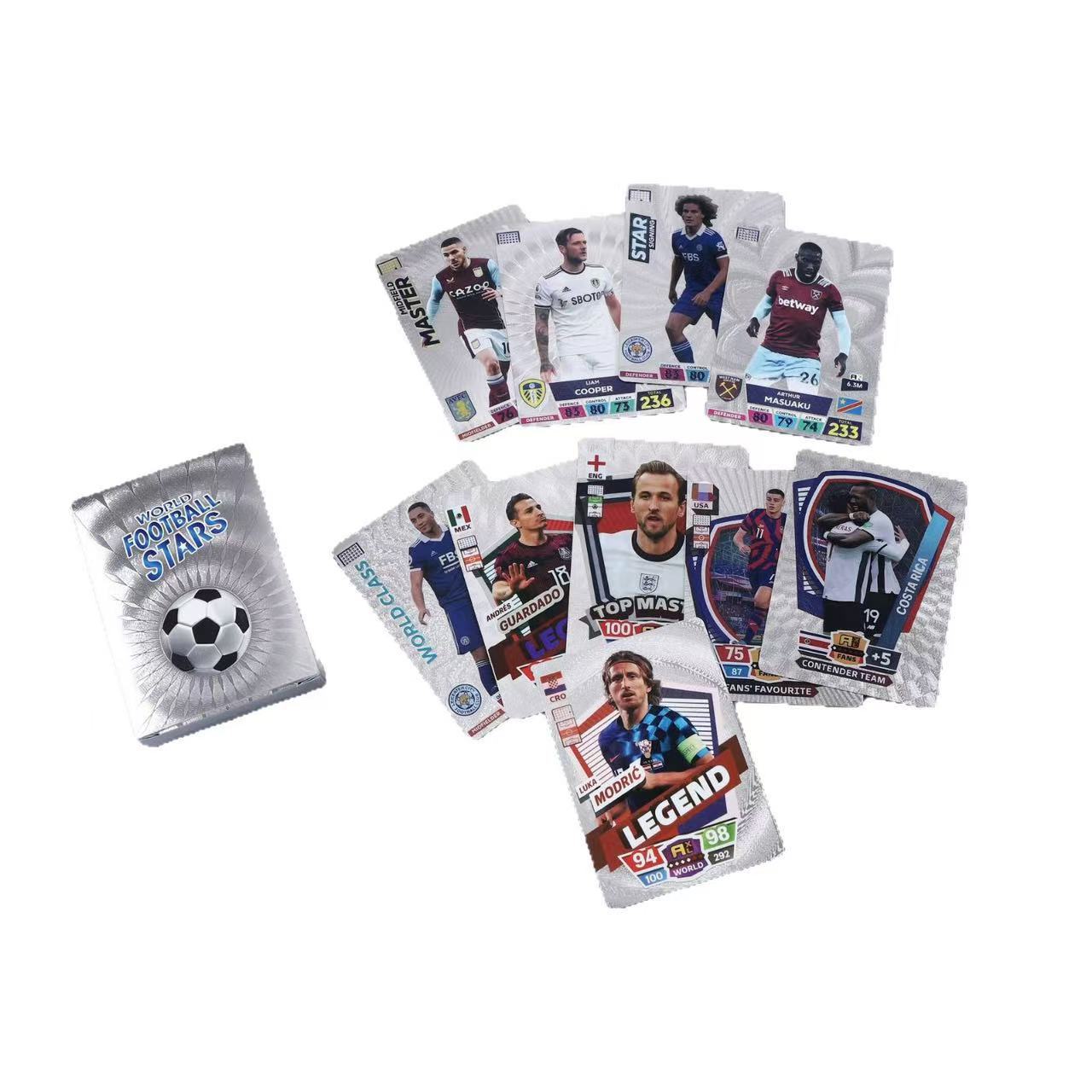 New Football Star Cards World Cup European League Peripheral Star Cards Golden English Gold Foil Cards 55 Pieces