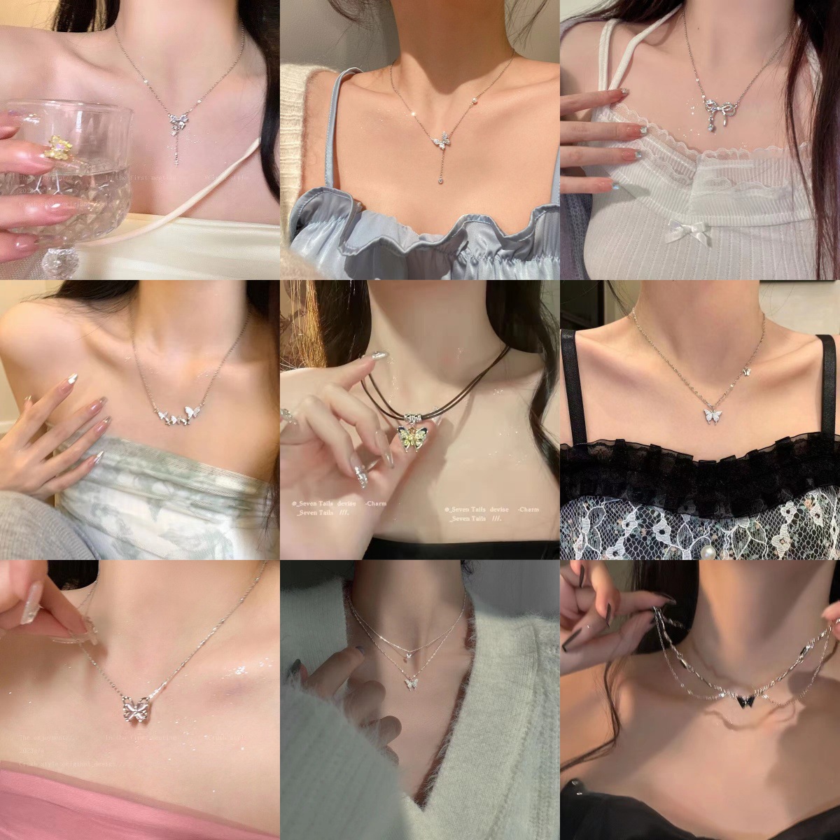 Нишевое дизайнерское ожерелье с бабочками, серебряная цепочка на ключице, иностранный стиль, индивидуальность, сладкий и стильный