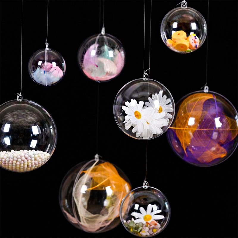 Factory wholesale Christmas ball 5-12cm acrylic ball transparent ball hollow ball decorative hanging ball arrangement hanging ball