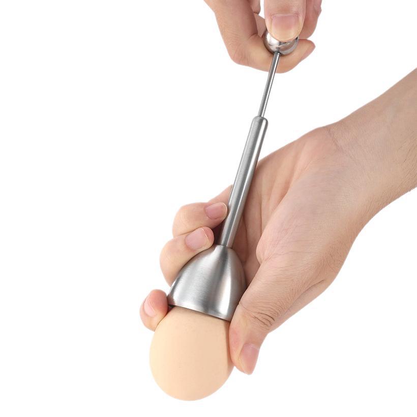 304 stainless steel elastic egg shell opper three-piece cutter glutinous rice egg holder shell opper household egg knock