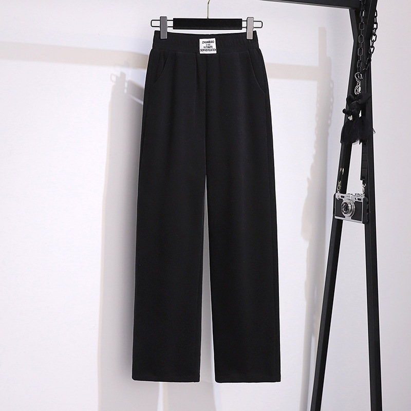 200/ 150kg Plus Size Wide-Leg Pants for Fat Women, Autumn High-Waisted Straight Pants, Loose Slimming Long Pants, Casual Pants-5168