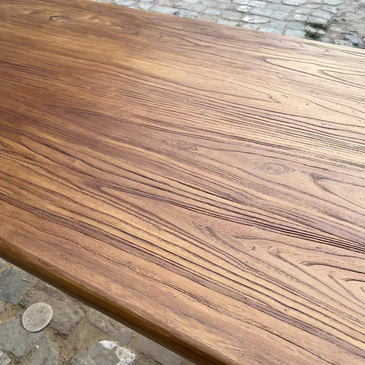 Old Elm Table Retro Old Wooden Board Tea Table Log Zen Dining Table Door Panel Northern Solid Wood Bar Home Long Table and Chairs