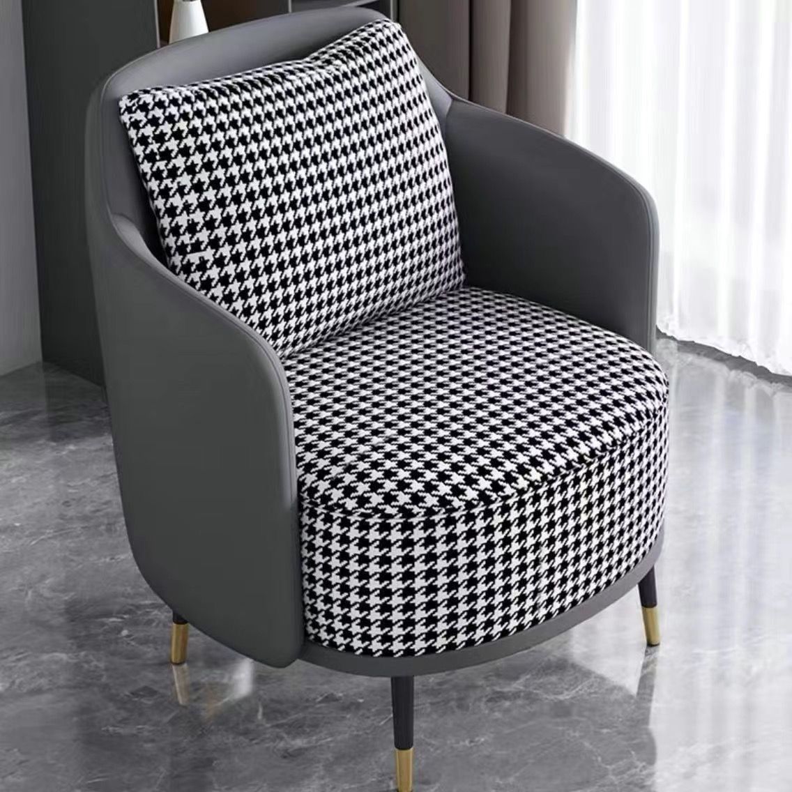 Light Luxury Style Leather Office Chair Reception Hotel Sales Office Multi-Person Leisure Chair Long Sitting Sofa Coffee Table Chair