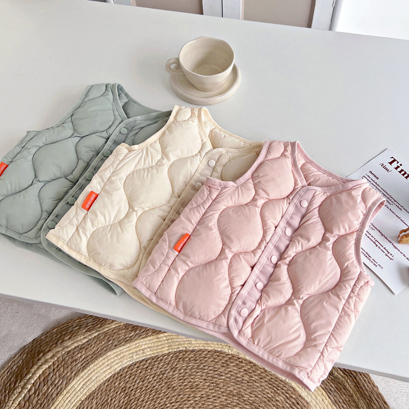 90% White Duck down Children's down Vest for Autumn and Winter, Lightweight Vest for Boys and Girls, Korean Style, Can Be Worn Inside or Outside, Warm Sleeveless Jacket