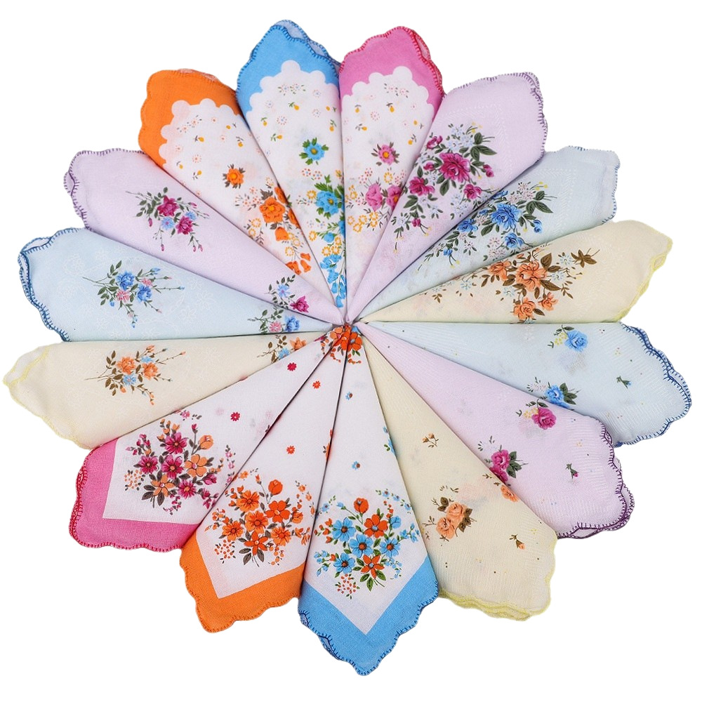 30cm Women's Handkerchief Cotton Small Handkerchief Amazon Cross-border Pure Cotton Nostalgic Classic Old Sweat Wipe Women's Handkerchief Square