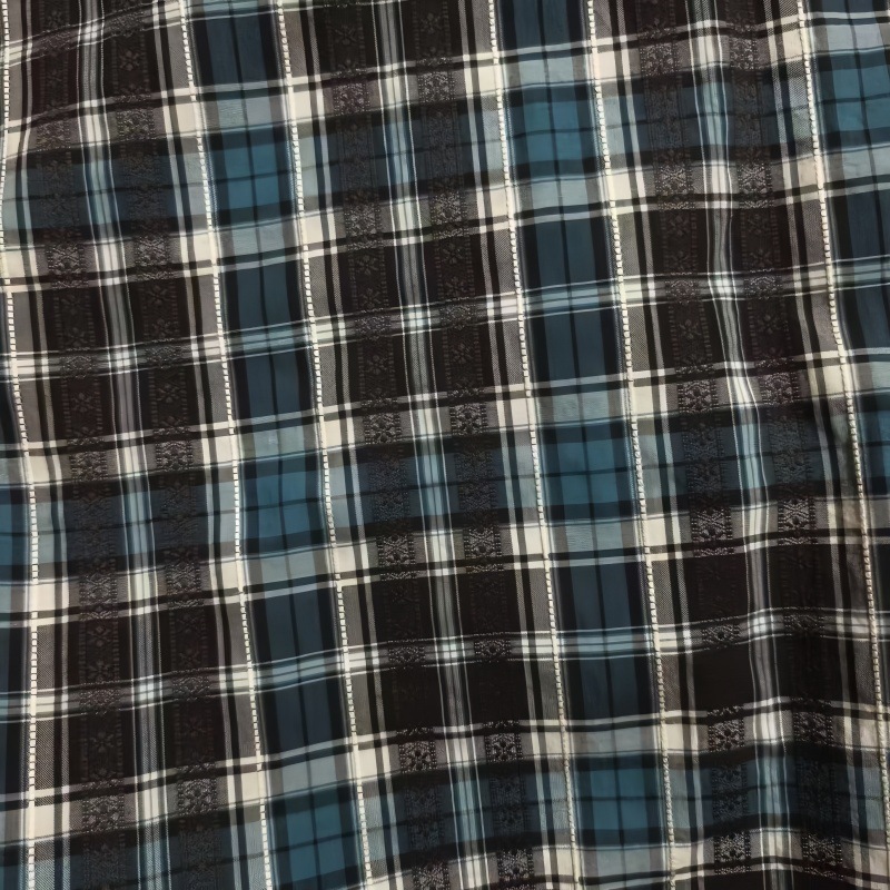 Factory direct cotton yarn-dyed jacquard plaid shirt fabric wide leg pants clothing fabric 50 children's clothing fabric