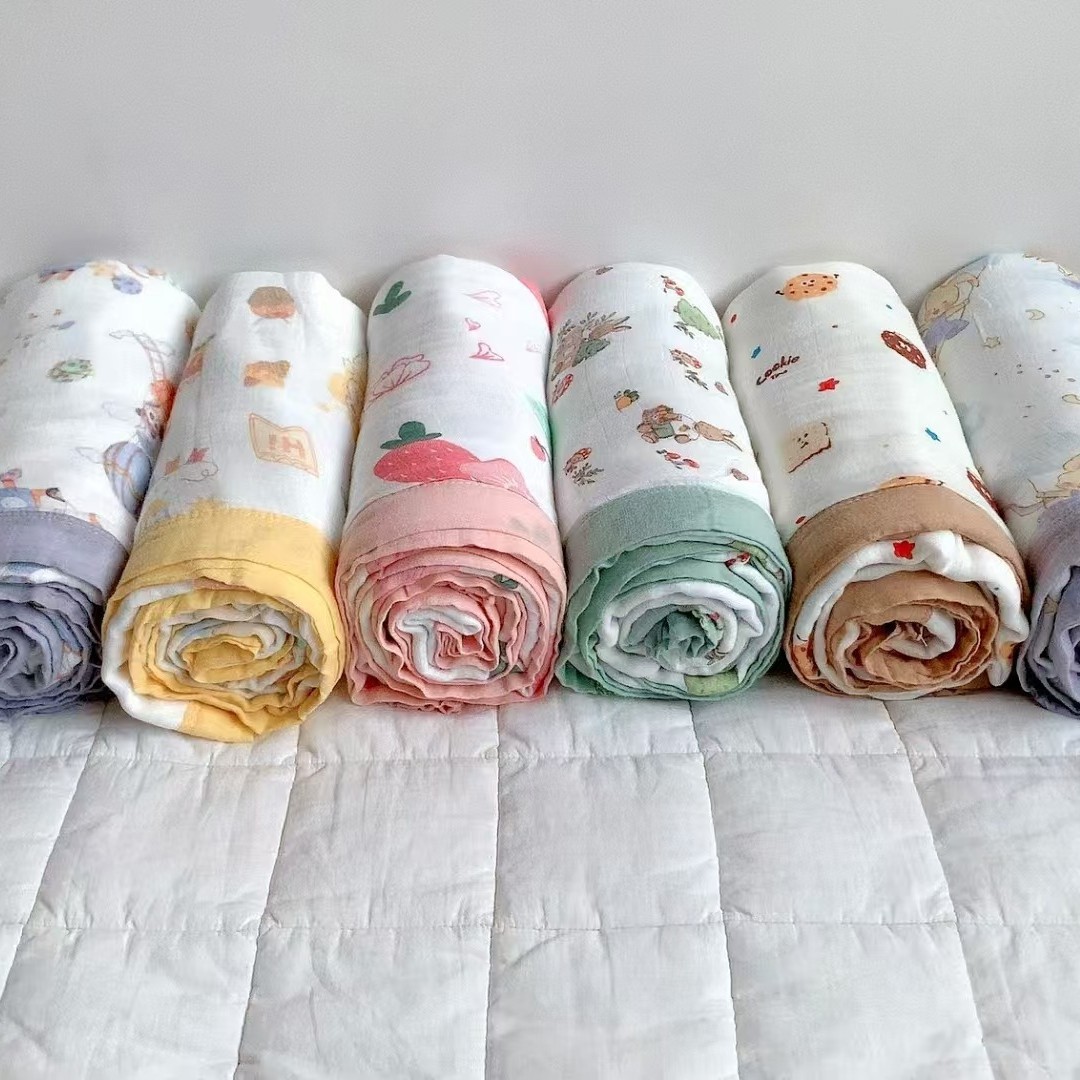 Newborn Baby Gauze Towel Class A Four-layer Bamboo Cotton Gauze Cover Blanket Bamboo Fiber Blanket Towel Bath Towel Air-conditioning Blanket