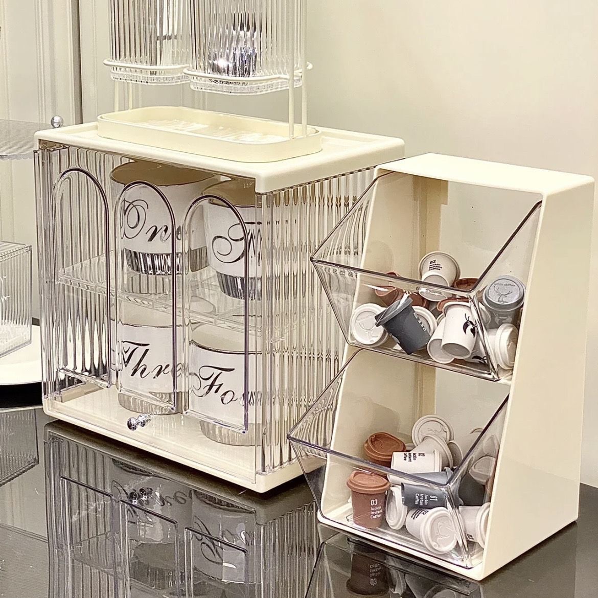 Tea Bag Storage Box Office Pantry Desktop Coffee Capsule Storage Rack Bar Instant Transparent Storage Rack