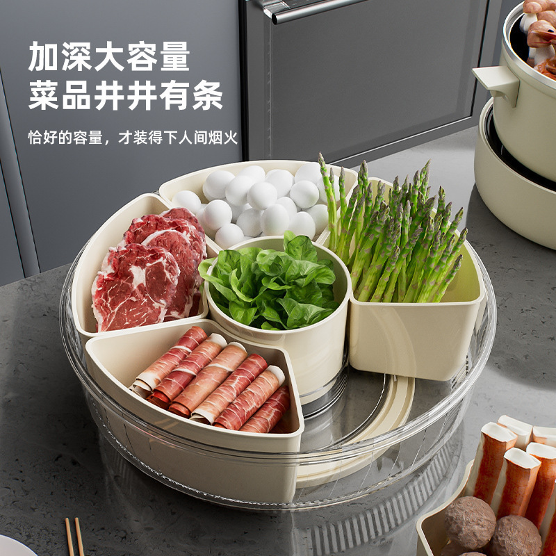 Домашняя тарелка для горячего блюда с крышкой, разделенная многоуровневая, штабелируемая, с возможностью слива, легко чистится, вращающаяся тарелка для гарниров, инструмент для подачи тарелок и овощей