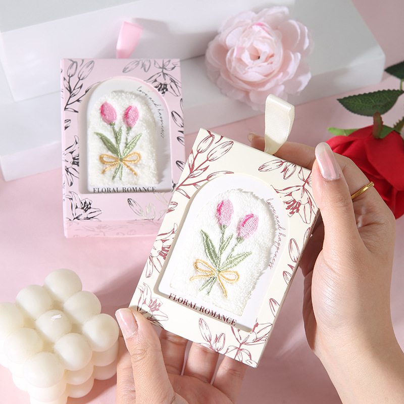 Tulip Embroidered Towel Souvenir Single Product Wedding Bridesmaid Female Practical Small Gift Children's Day Event Small Gift