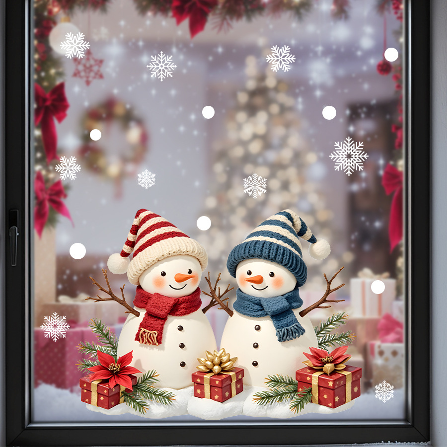 2026 Christmas New Santa Claus Snowman Spanish German Holiday Blessings Window Static Window Sticker