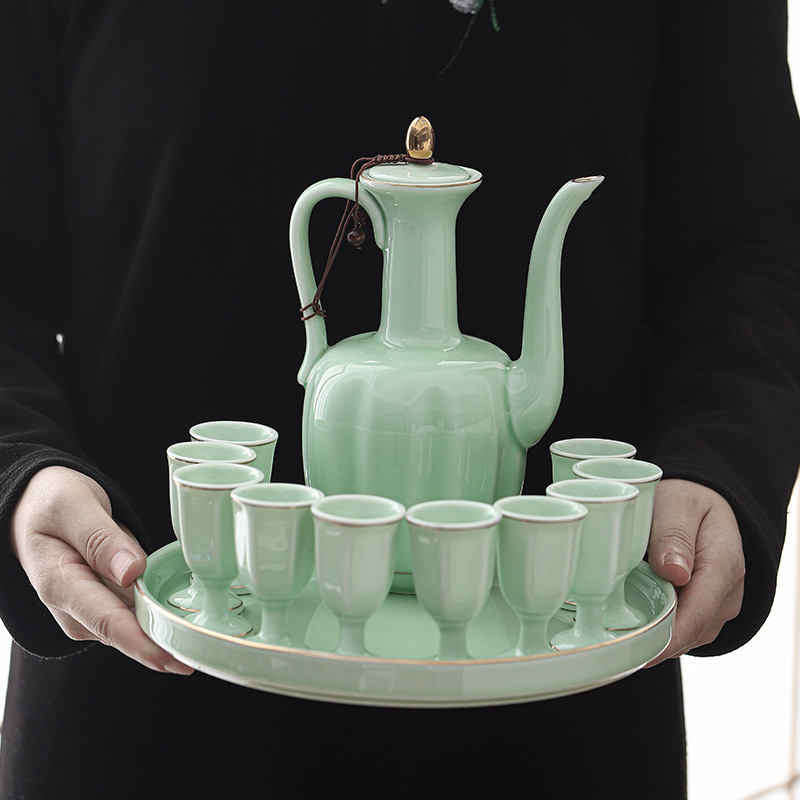 Керамический подогреватель для вина, набор для подогрева вина большой емкости, горячий винный горшок, бокал для белого вина, антикварный китайский стиль