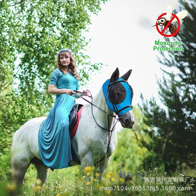 Equestrian Supplies Horse Mask Anti-Mosquito and Fly Bites Breathable Horse Hood Horse Eye Mask