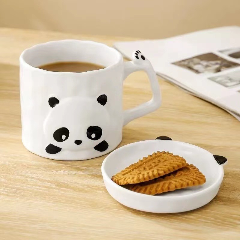 Yuandun Panda Ceramic Tableware Set Cute Bowl and Plate Household High-value Creative Panda Cup Tableware Set
