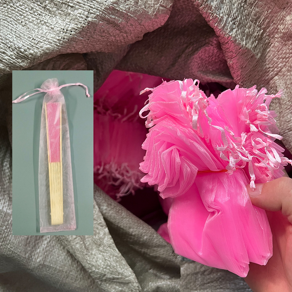 A large number of in stock wholesale 6*26CM white fan mesh bag/solid color pearl yarn bag/organza bag