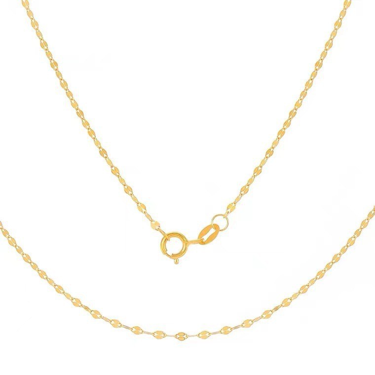 18K Gold Lip Chain Au750 Rose Gold Clavicle Chain Tile Chain Plain Chain Versatile All-Purpose Chain Gold