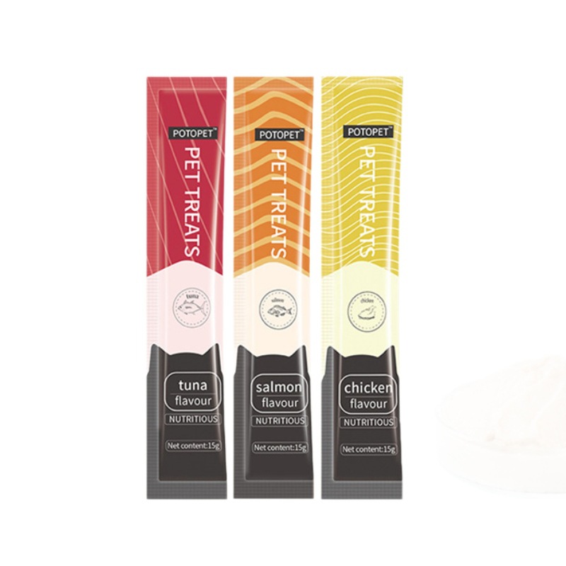 Cross-Border Hot-Selling Cat Strips Pet Snacks Cat Snacks Wet Food Package Fat Cheek Wet Food Canned Cat Whole Box Spot Wholesale