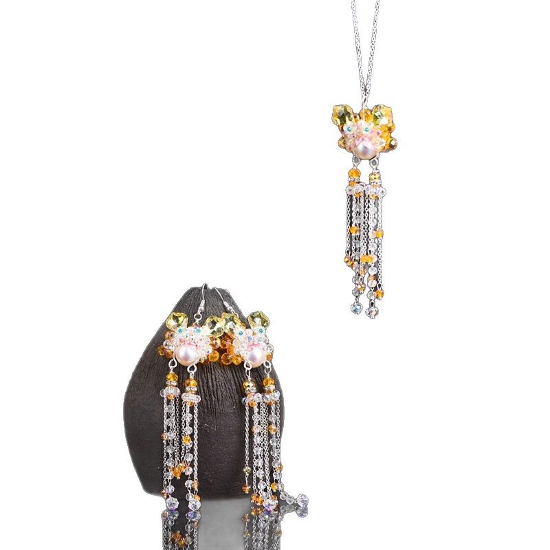 Original Sword Horse Dan Hanfu Jewelry Flower Tassel Antique Earrings Hanging Popular