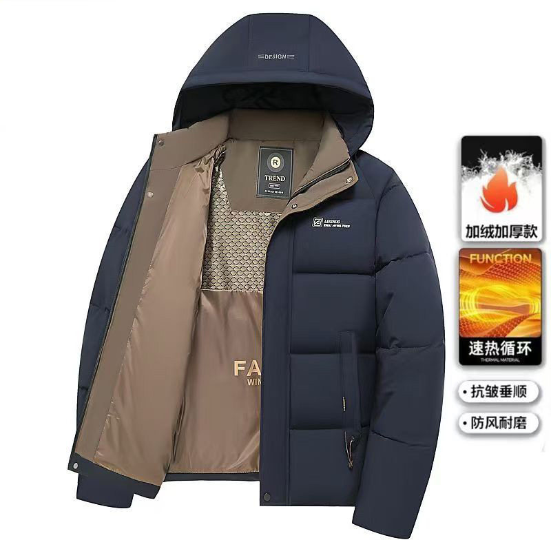 Autumn and Winter Casual Thickeneded Graphene Hooded Cotton Outwear for Men and Women, Black Gold Cotton Jacket, Warm Jacket