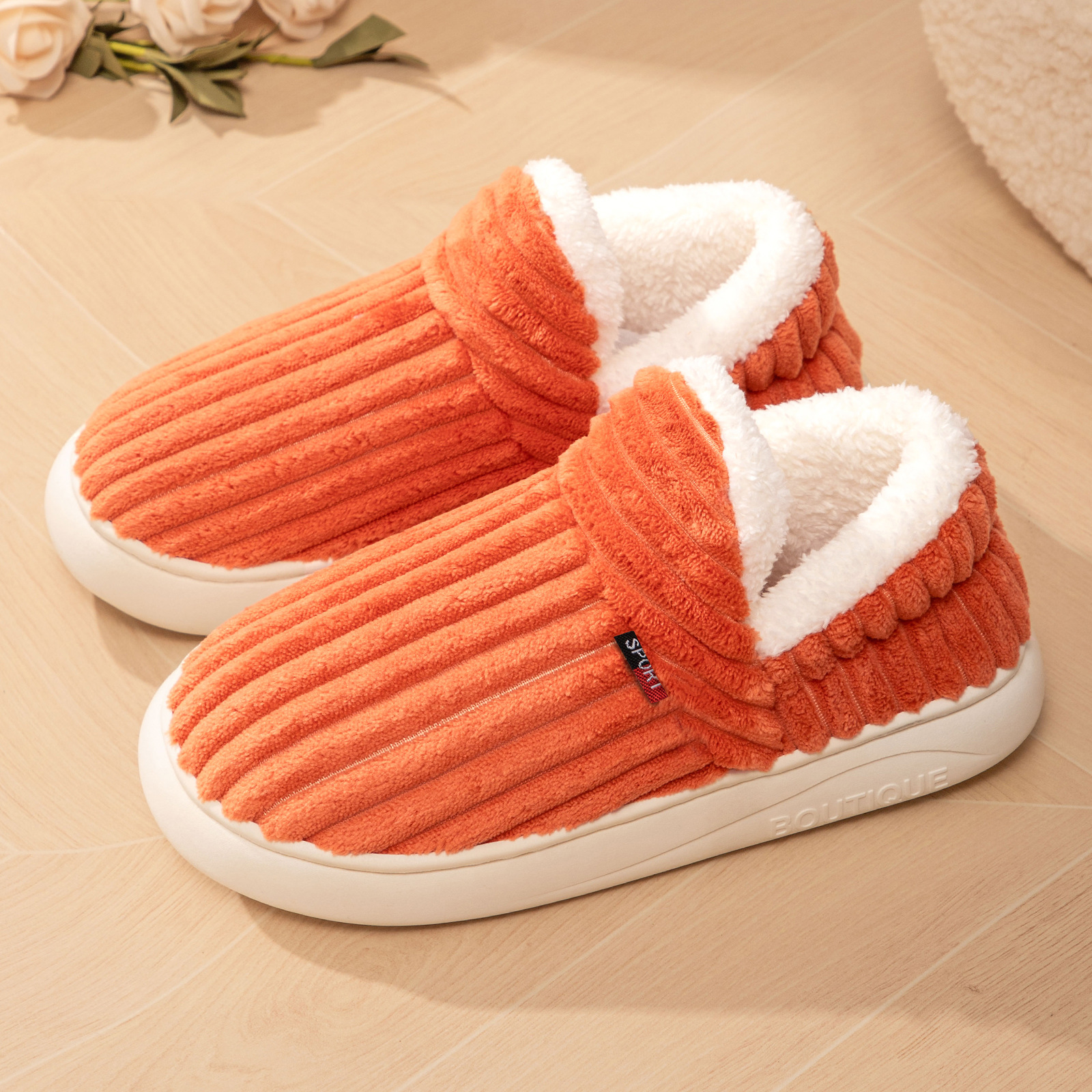 Women's Cotton Shoes Cross-Border Versatile New Cotton Slippers Fleece-Lined Thickened Snow Boots Fashionable Home Women's Boots Cold-Proof and Warm Cotton Boots