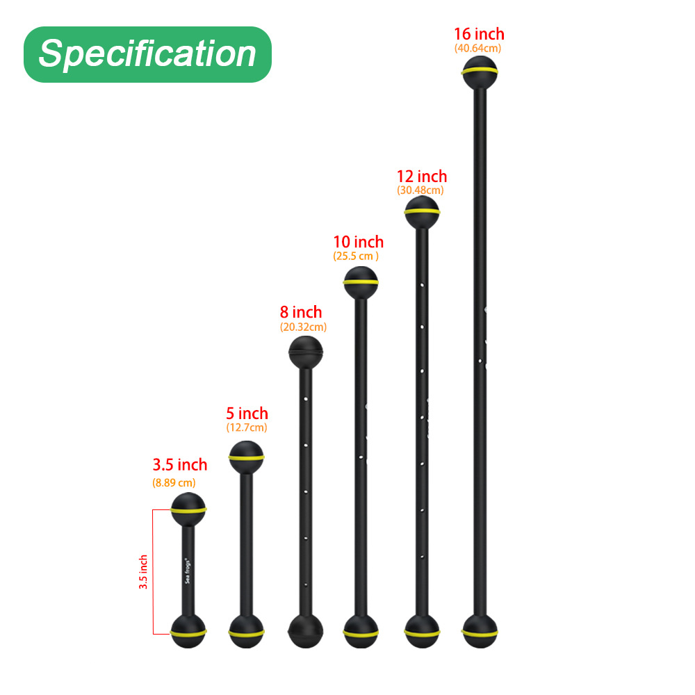 Sea Frog diving photography accessories CNC aluminum alloy double ball head lengthened lamp arm diving flashlight extension rod