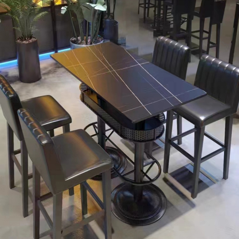 Retro Industrial Style Bar Table and Chair Combination, Clear Bar Loose Table, Iron High Stool, Music Nightclub High Table and Chair, Bar Table and Chair