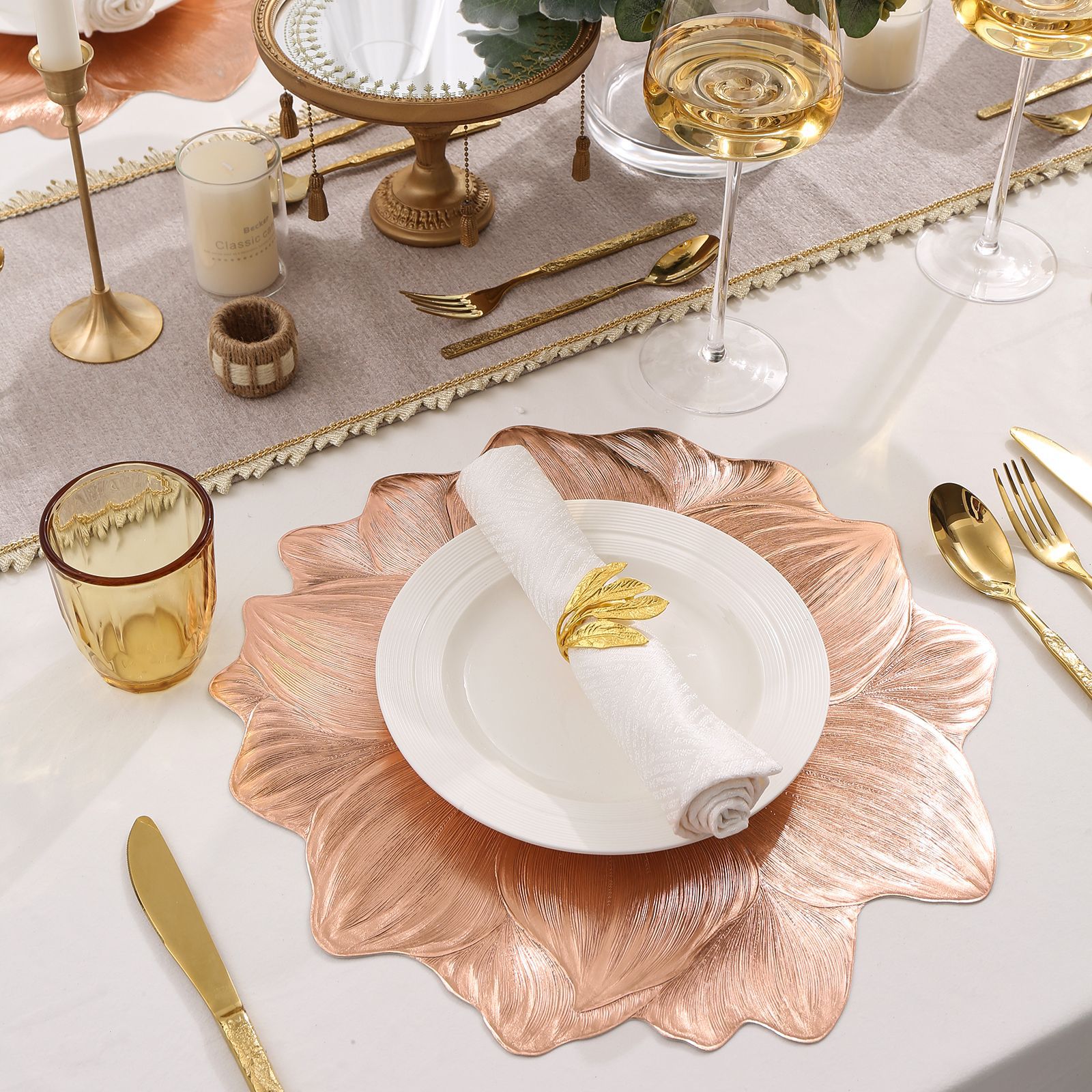 Flower Nordic Style Creative Anti-Slip Mat Decorative Mat PVC Anti-Scalding Heat Insulation Mat Advanced Lotus Placemat Waterproof and Oil-Proof