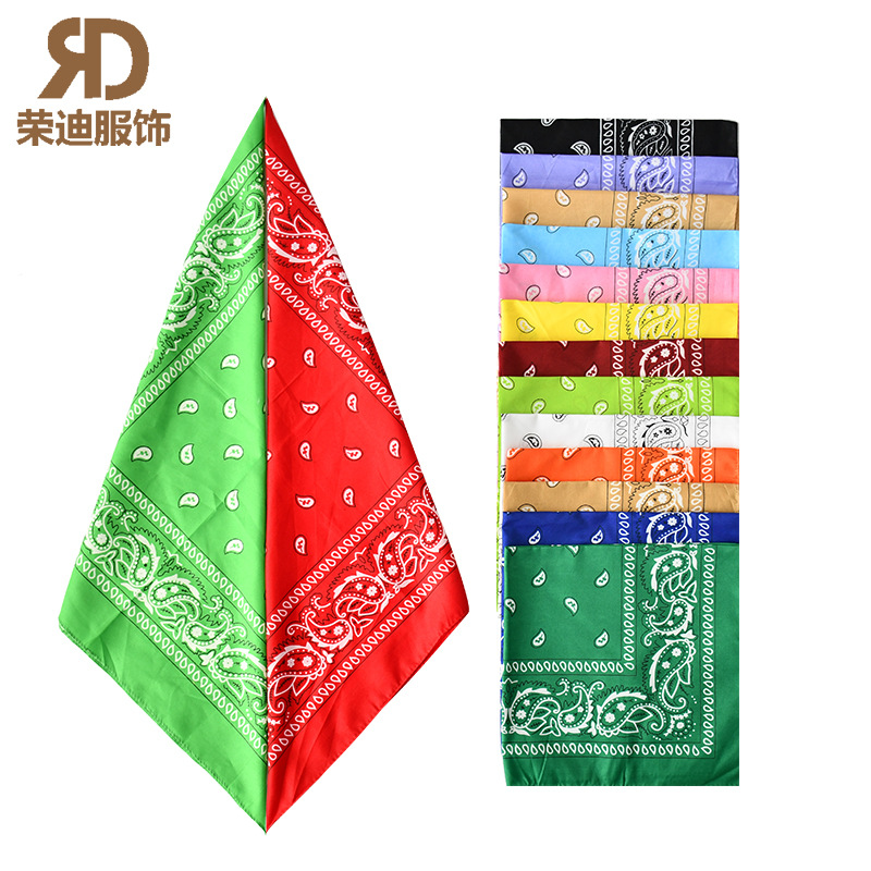 Cross-border source polyester Paisley cashew flower square hip hop outdoor riding spot wholesale bandana turban