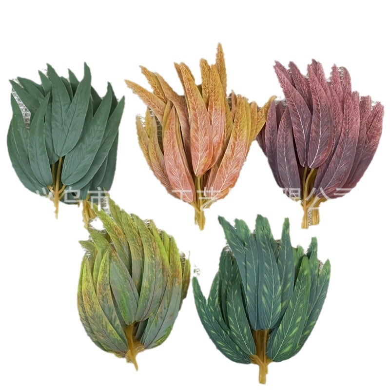 Simulated Eucalyptus Leaves Simulated Green Planting Long Willow Leaves Three Branched Silk Flowers Cross-border Wholesale