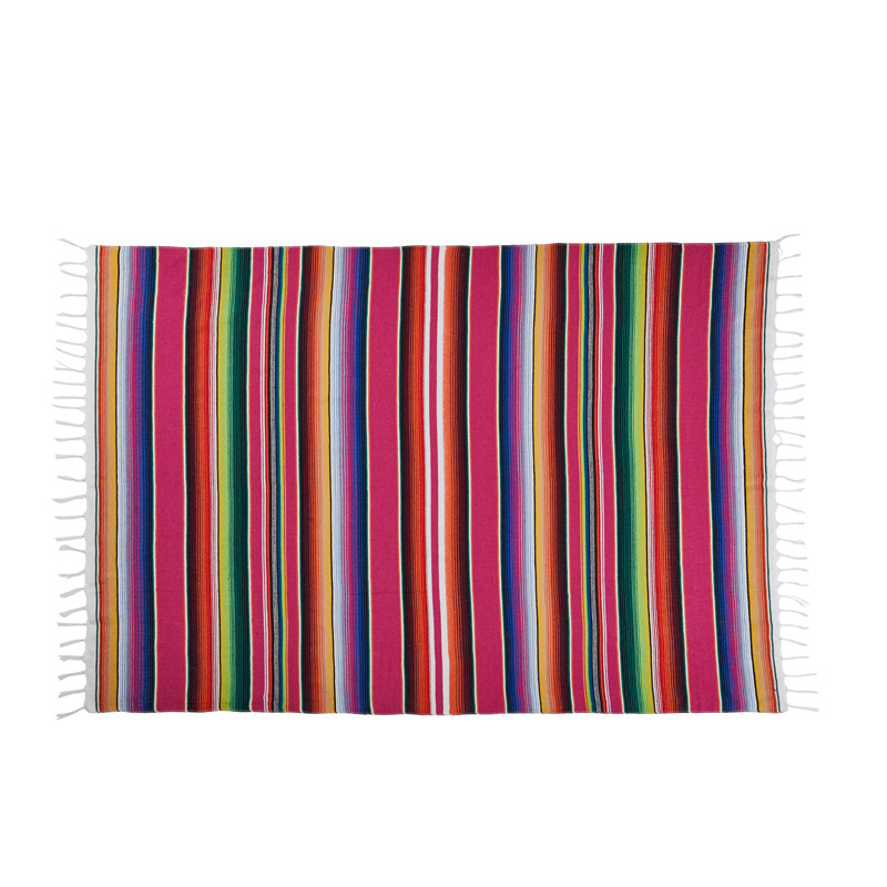 Mexican Table Flag Ethnic Style Beach Blanket Beach Towel Mexican Style Blanket Picnic Blanket Handmade Striped Blanket