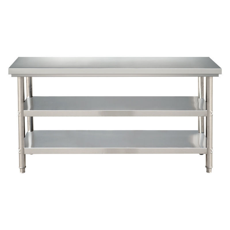 Stainless Steel Commercial Workbench Kitchen Table Double-Layer Cutting Board Thickened Rectangular Loading Table for Home Use