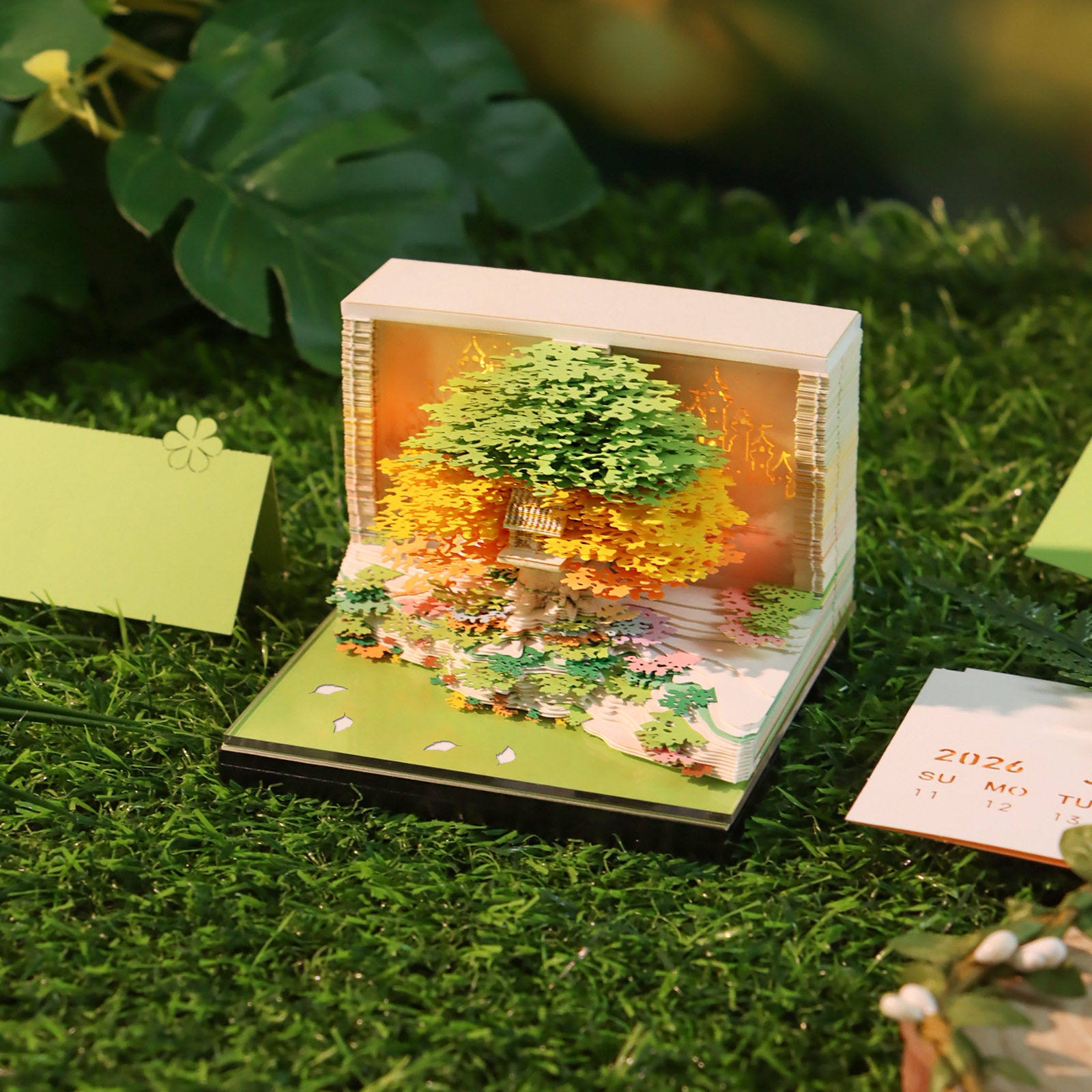 2026 Creative Paper Sculpture Calendar Flower Sea Tree House 3D Sticky Notes Company Corporate Gift Custom Ornament