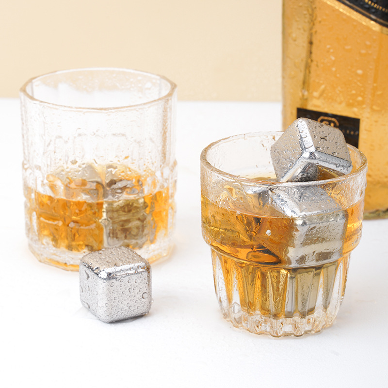 304 Stainless Steel Ice Grain Silver Bar Household Quick-Frozen Ice Wine Stone Set Whiskey Beer Drink Ice