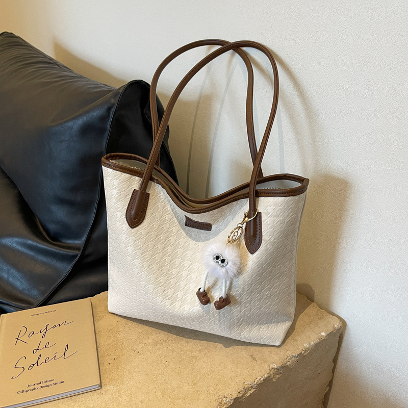 Large-Capacity Bag for Women 2024 New Casual Work Shoulder Bag High-End College Student Class Commuting Tote Bag