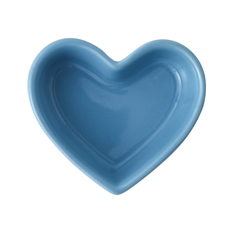 Customized Heart-Shaped Dish, Simple Style Cake, Dessert, Baking Ceramic Small Bowl, Dipping Sauce Dish, Can Be Processed According to Drawings and Samples