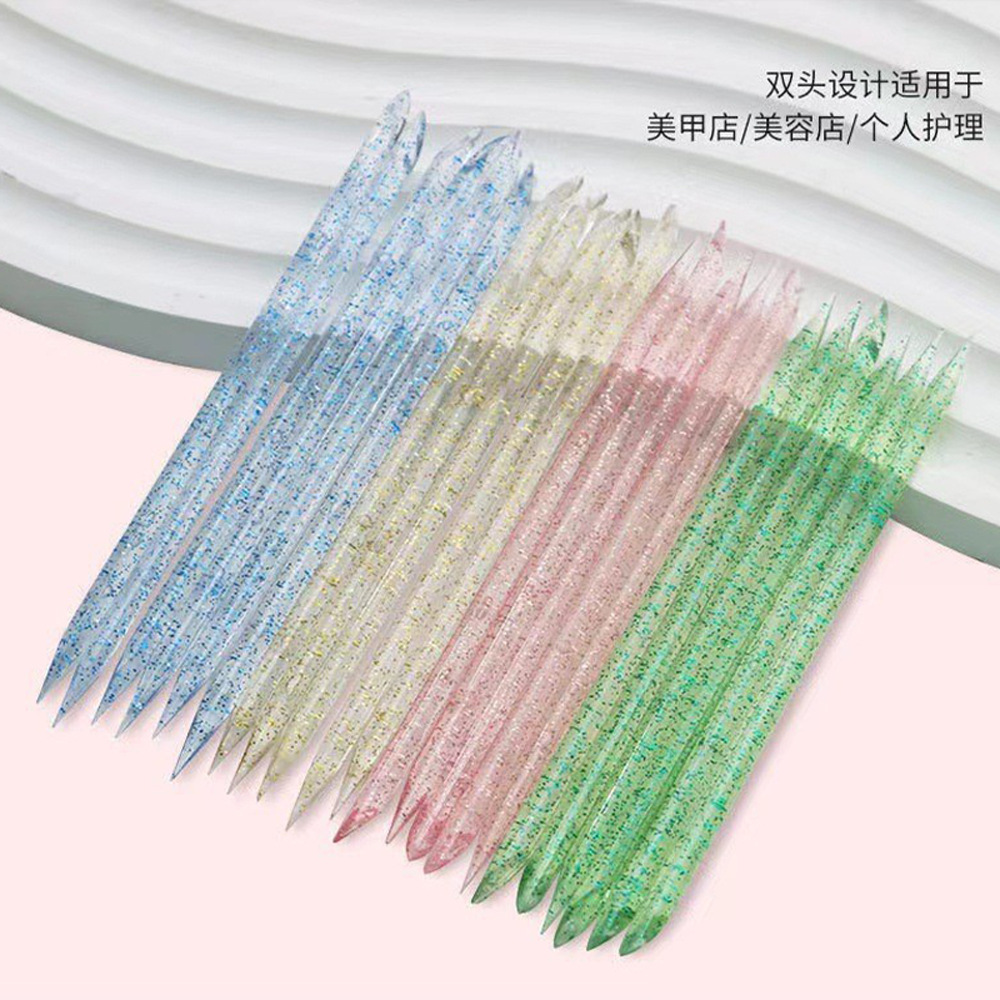 Manicure nail removal stick short orange stick multi-functional double-headed point diamond unloading wear nail embossing dead skin removal stick Beech