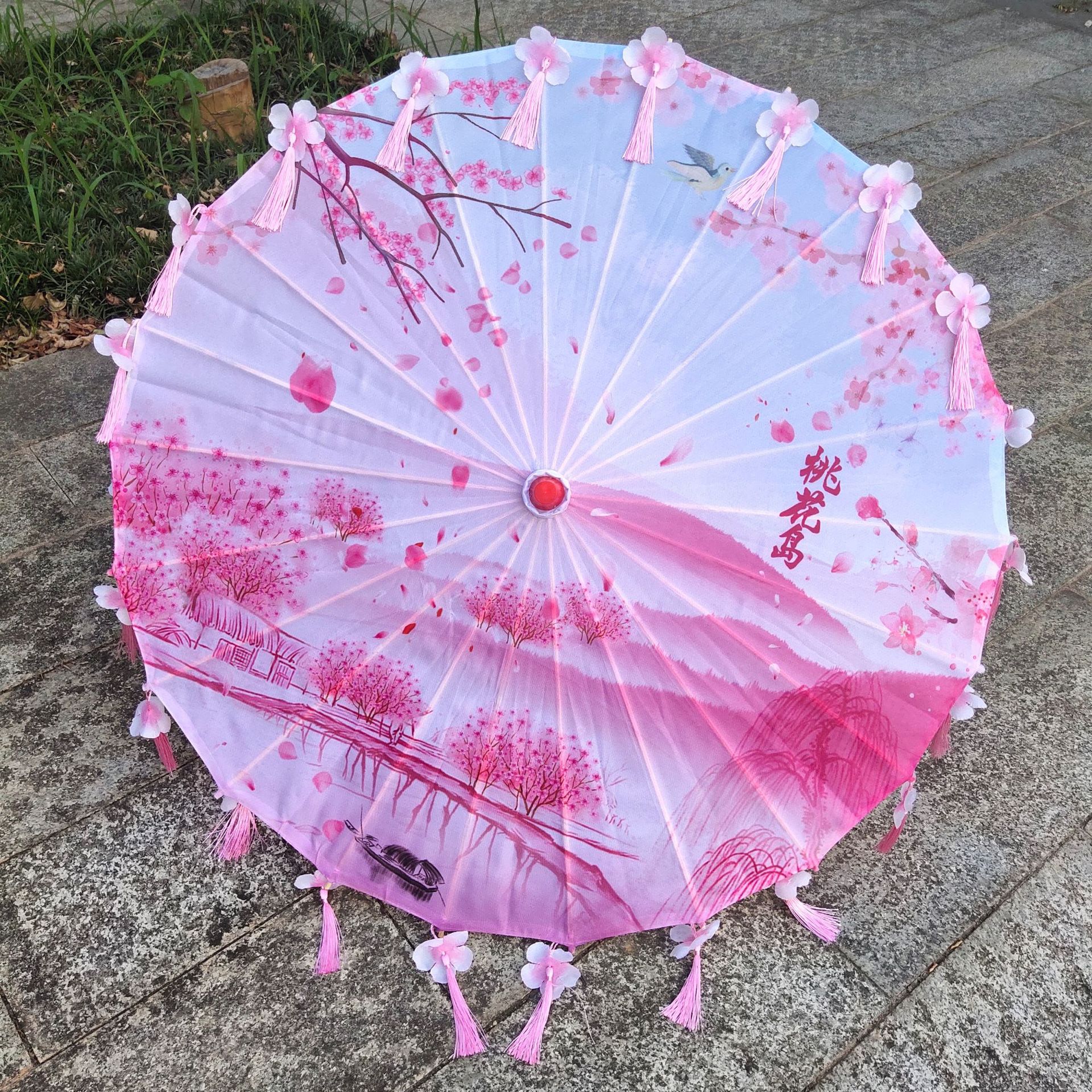 Antique Hanfu Tassel Umbrella Performance Umbrella Petal Umbrella Photo Propel Umbrella Dance Silk Umbrella Craft Ancient Point Oil Paper Umbrella