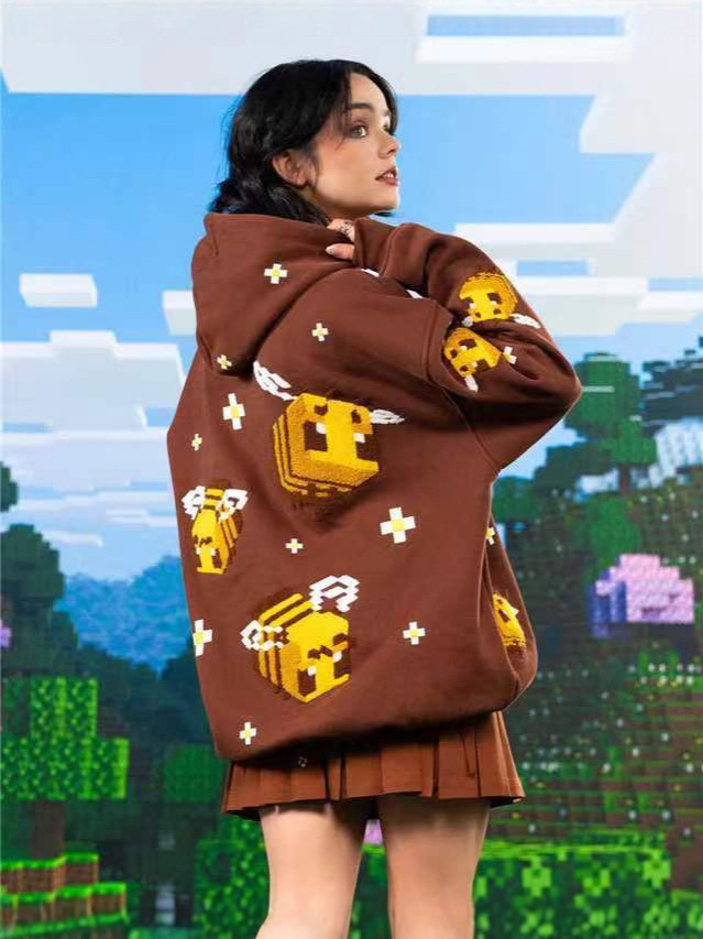 High Street Trendy Men's and Women's Printed Heavy-Duty Towel Embroidered Couple Sweatshirts